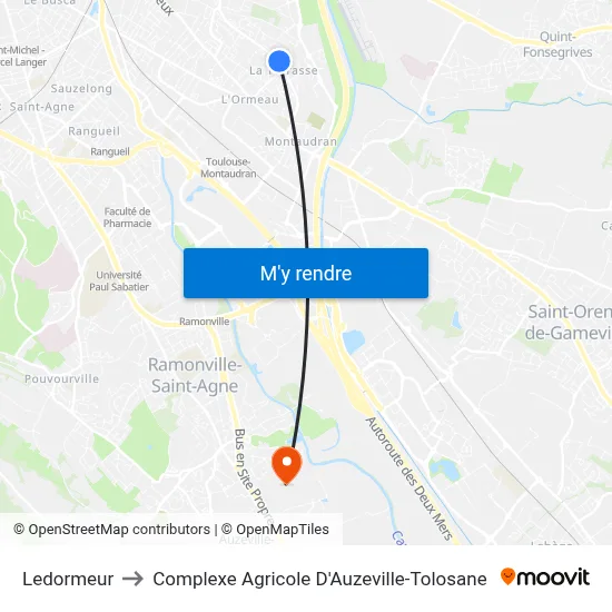 Ledormeur to Complexe Agricole D'Auzeville-Tolosane map