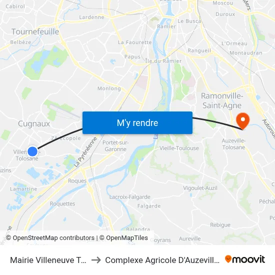 Mairie Villeneuve Tolosane to Complexe Agricole D'Auzeville-Tolosane map