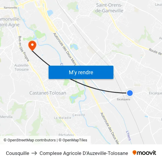 Cousquille to Complexe Agricole D'Auzeville-Tolosane map