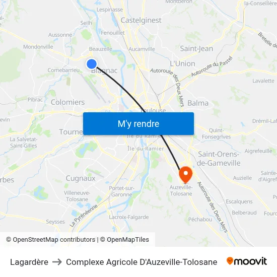 Lagardère to Complexe Agricole D'Auzeville-Tolosane map
