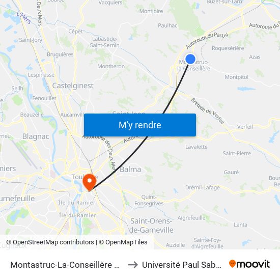 Montastruc-La-Conseillère Rn 88 to Université Paul Sabatier map