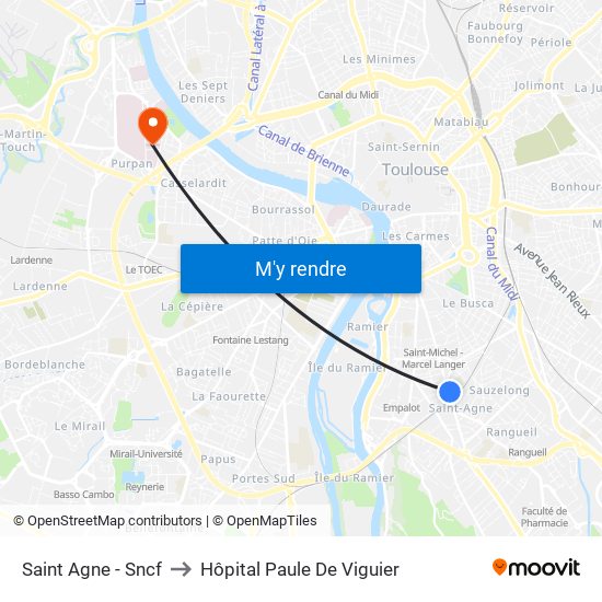 Saint Agne - Sncf to Hôpital Paule De Viguier map