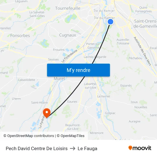 Pech David Centre De Loisirs to Le Fauga map