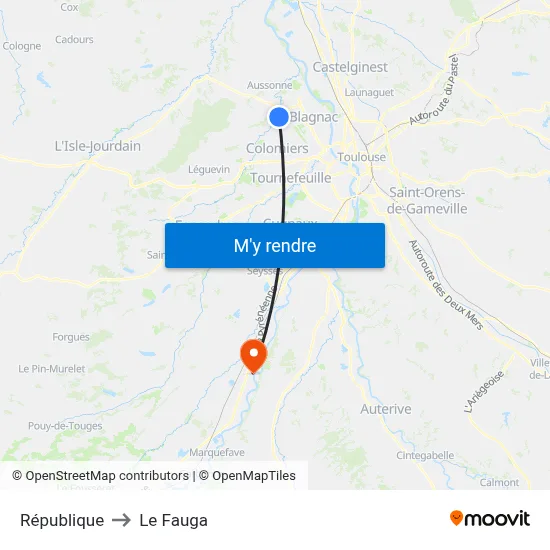 République to Le Fauga map