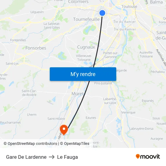 Gare De Lardenne to Le Fauga map