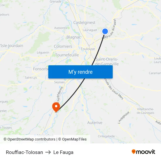 Rouffiac-Tolosan to Le Fauga map