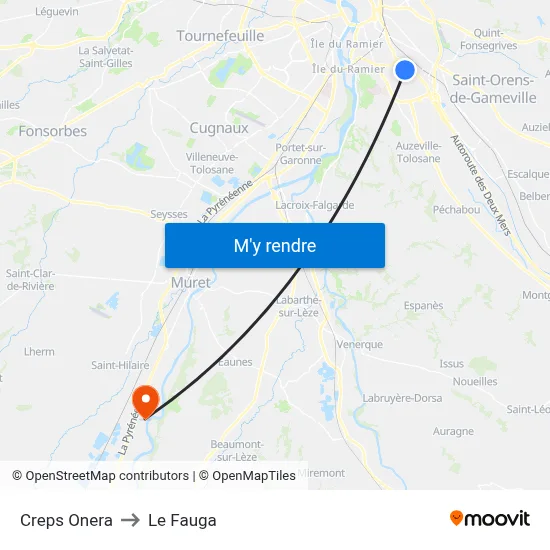 Creps  Onera to Le Fauga map