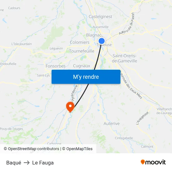 Baqué to Le Fauga map