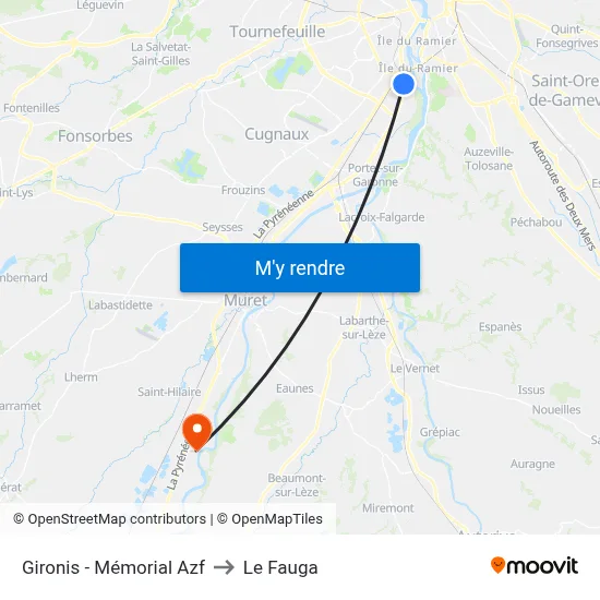 Gironis - Mémorial Azf to Le Fauga map