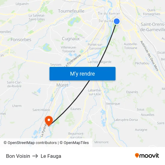 Bon Voisin to Le Fauga map