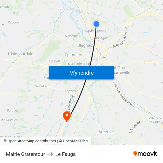Mairie Gratentour to Le Fauga map