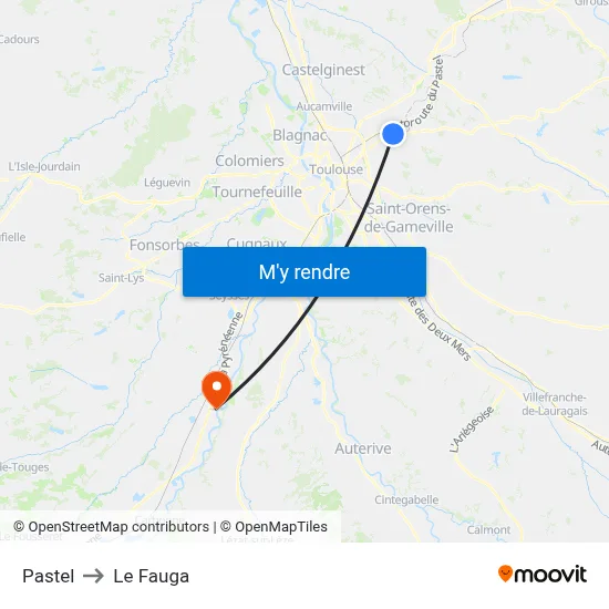 Pastel to Le Fauga map