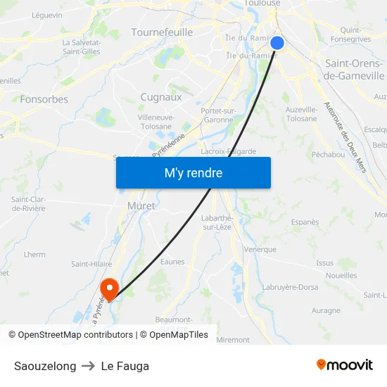 Saouzelong to Le Fauga map