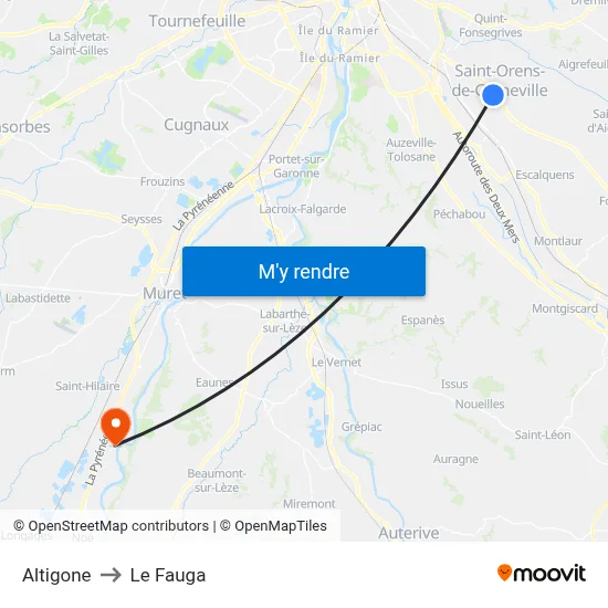 Altigone to Le Fauga map