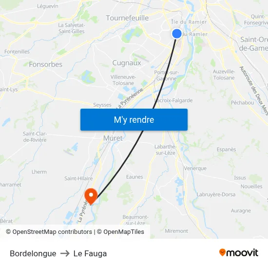 Bordelongue to Le Fauga map