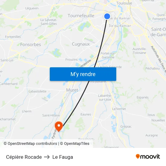 Cépière Rocade to Le Fauga map