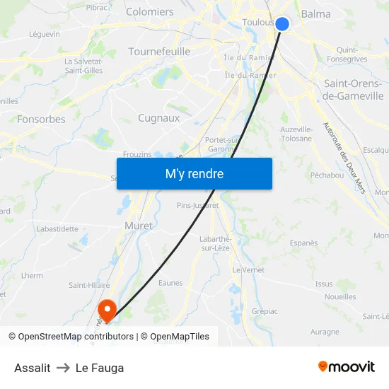 Assalit to Le Fauga map