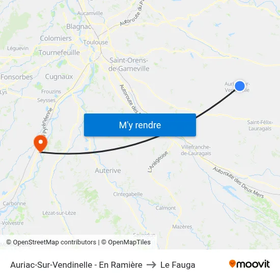 Auriac-Sur-Vendinelle - En Ramière to Le Fauga map