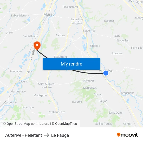 Auterive - Pelletant to Le Fauga map