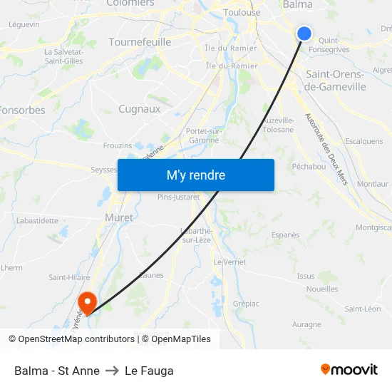 Balma - St Anne to Le Fauga map