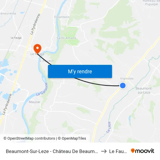 Beaumont-Sur-Leze - Château De Beaumont to Le Fauga map
