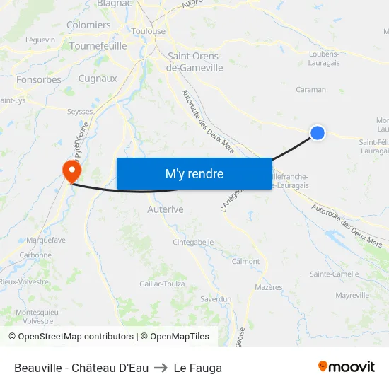 Beauville - Château D'Eau to Le Fauga map