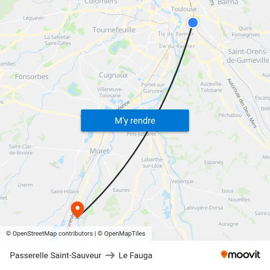 Passerelle Saint-Sauveur to Le Fauga map
