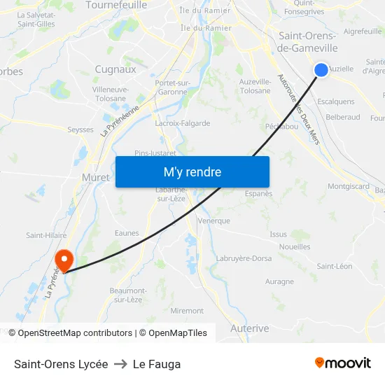 Saint-Orens Lycée to Le Fauga map