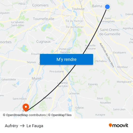 Aufréry to Le Fauga map