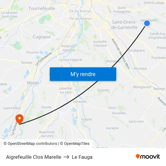 Aigrefeuille Clos Marelle to Le Fauga map