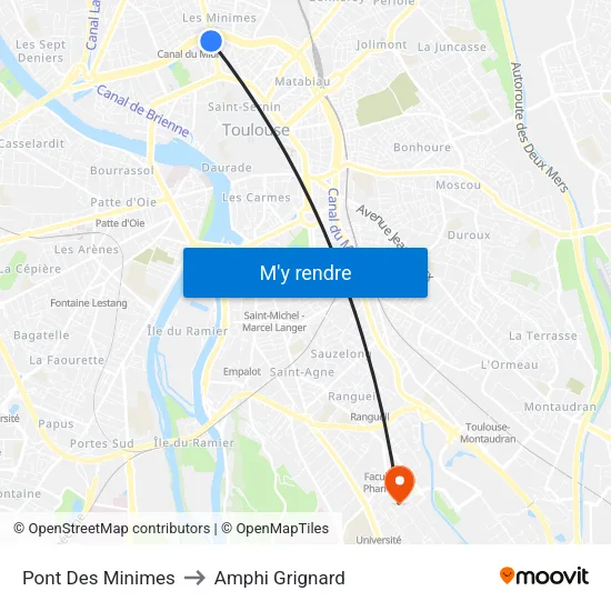 Pont Des Minimes to Amphi Grignard map