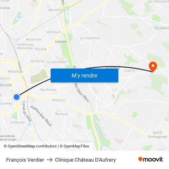 François Verdier to Clinique Château D'Aufrery map
