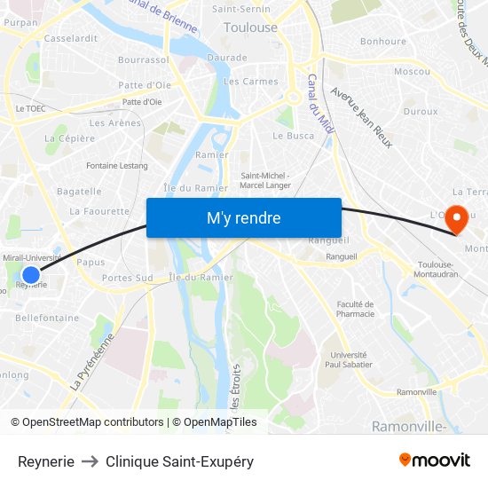 Reynerie to Clinique Saint-Exupéry map