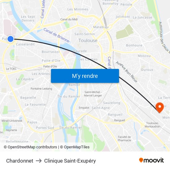 Chardonnet to Clinique Saint-Exupéry map