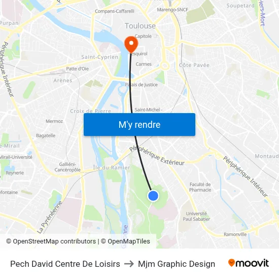 Pech David Centre De Loisirs to Mjm Graphic Design map