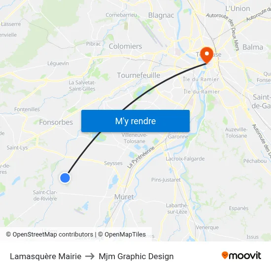 Lamasquère Mairie to Mjm Graphic Design map
