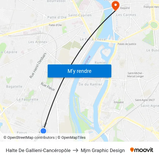 Halte De Gallieni-Cancéropôle to Mjm Graphic Design map