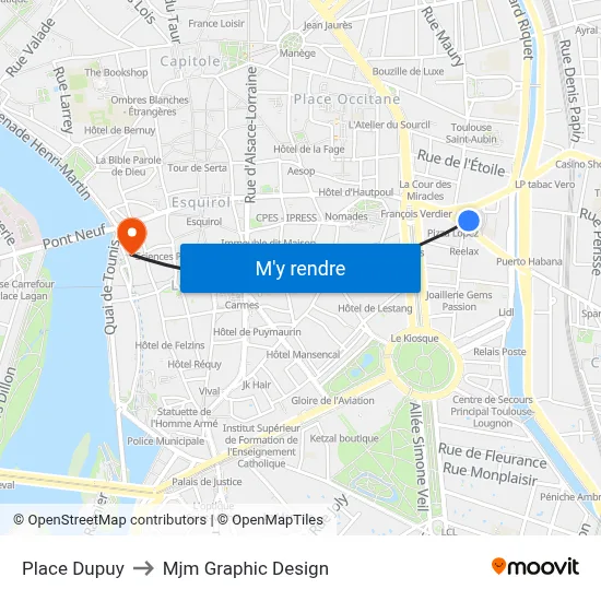 Place Dupuy to Mjm Graphic Design map