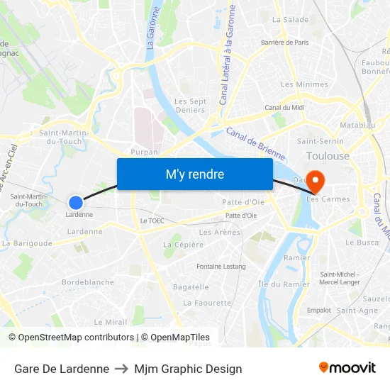 Gare De Lardenne to Mjm Graphic Design map