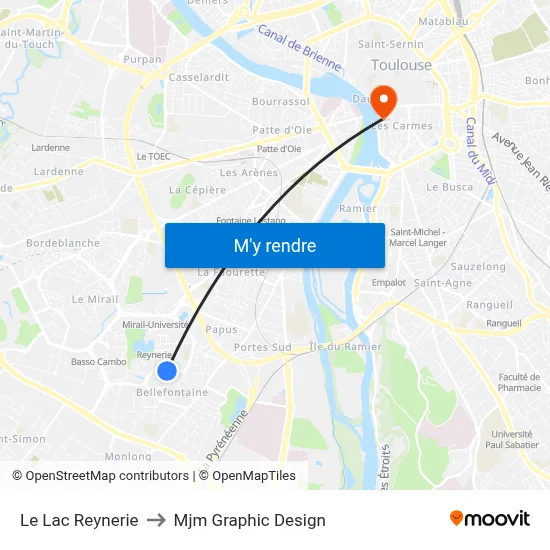Le Lac Reynerie to Mjm Graphic Design map