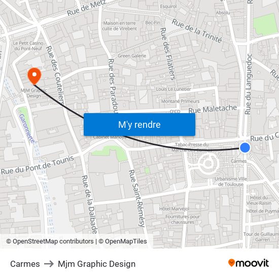 Carmes to Mjm Graphic Design map