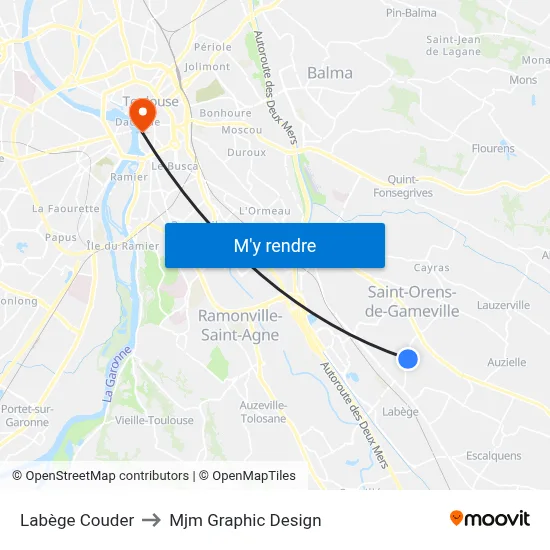 Labège Couder to Mjm Graphic Design map