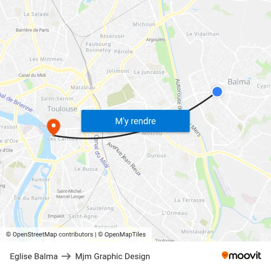Eglise Balma to Mjm Graphic Design map