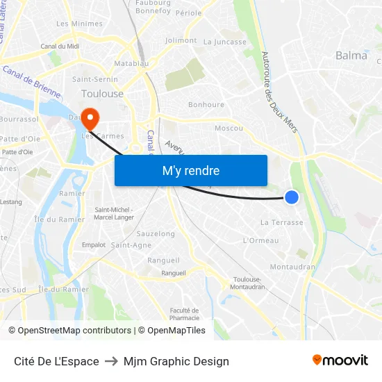Cité De L'Espace to Mjm Graphic Design map