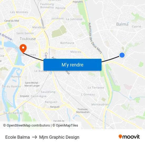 Ecole Balma to Mjm Graphic Design map