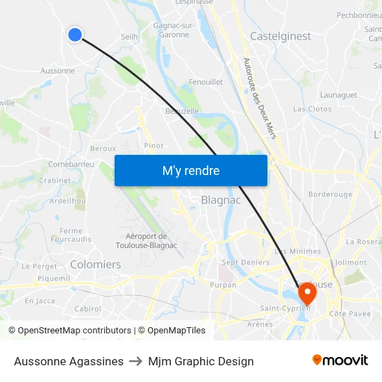 Aussonne Agassines to Mjm Graphic Design map
