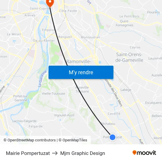 Mairie Pompertuzat to Mjm Graphic Design map