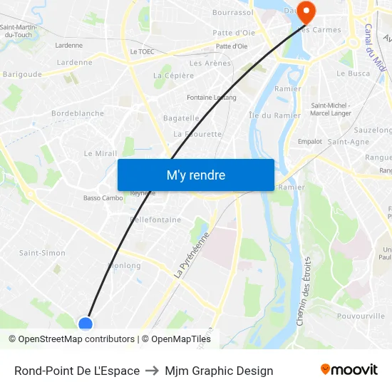 Rond-Point De L'Espace to Mjm Graphic Design map