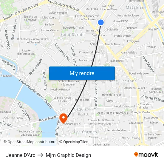 Jeanne D'Arc to Mjm Graphic Design map