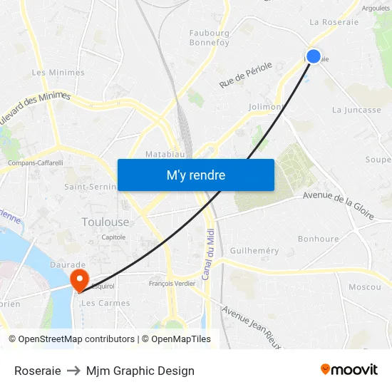 Roseraie to Mjm Graphic Design map